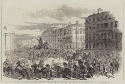 The Grand Procession of the Wellington Statue, turning down Park-Lane by John Gilbert